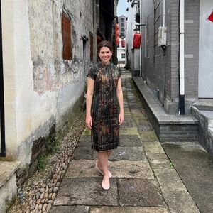 Shanghai Green Floral Midi Cheongsam - Small